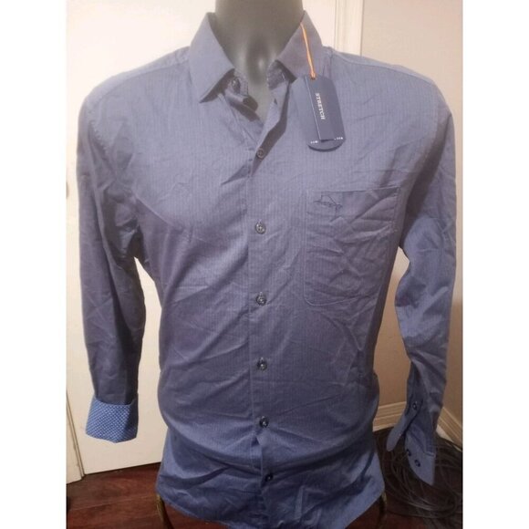 Tommy Bahama Pima Cotton Button Shirt Solid Blue Long Sleeve Men's Small S NWT - Picture 1 of 13